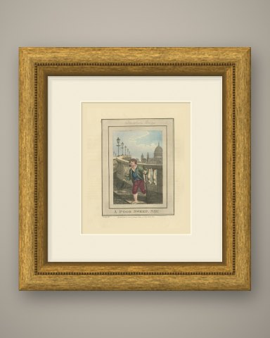 Chimney Sweep Boy on Blackfriars Bridge, Cries of London, 1804, shown framed