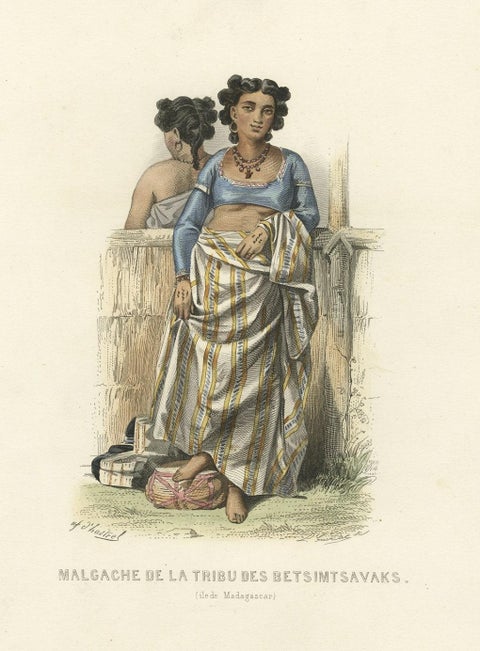 Rare Print of a Malagasy of the Tribe of Betsimtsavaks, Madagascar, 1850, close-up 1