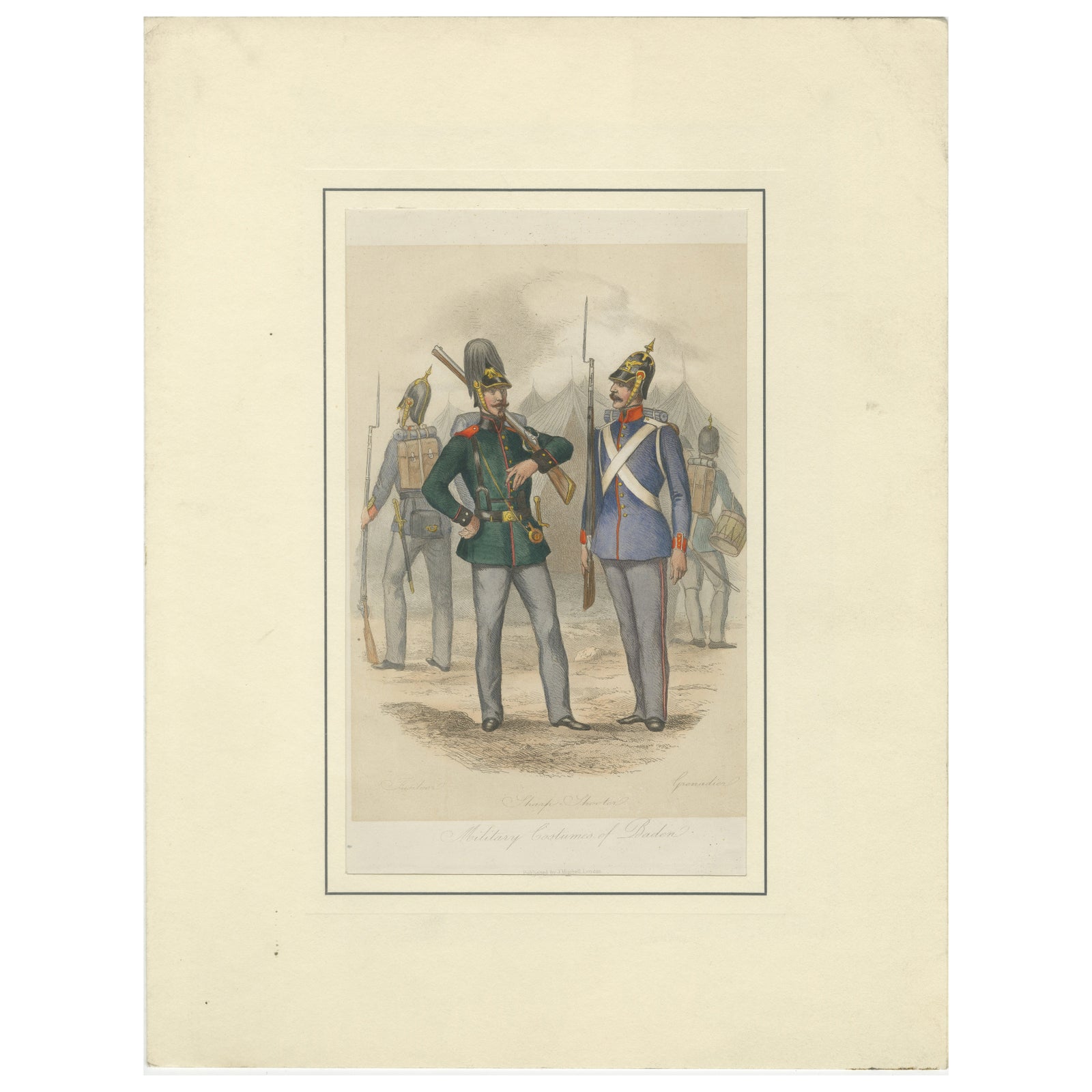Military Costumes of Baden, Fusilier, Sharpshooter & Grenadier, c.1830–1840