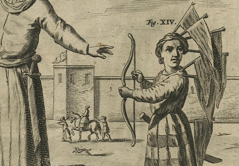 Antique Print of the Tangut People in China by Athanasius Kircher, c.1660, close-up 3
