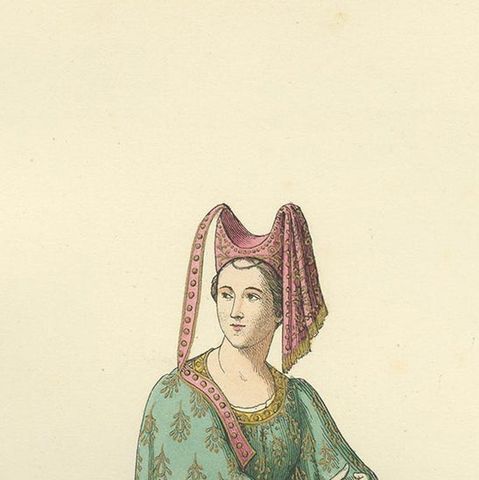 Antique Print of a Noblewoman from Siena, Italy, by Bonnard, 1860, close-up 1