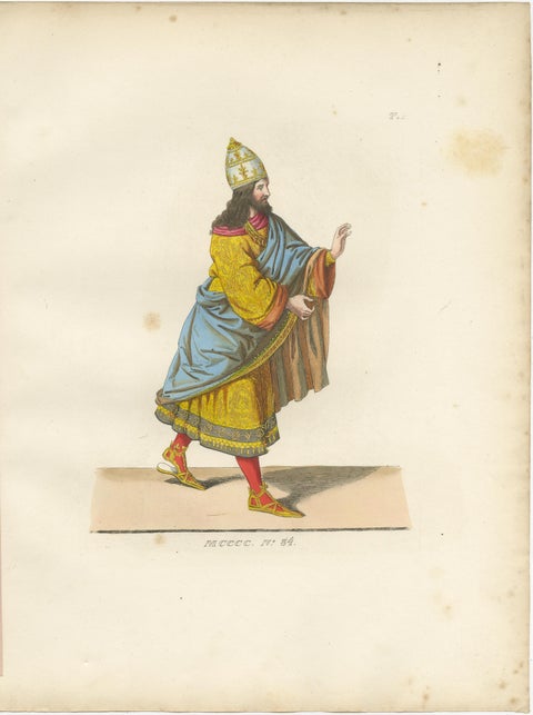 15th Century Costumes, Antique Print of Noble Figures, Published 1845, view 2