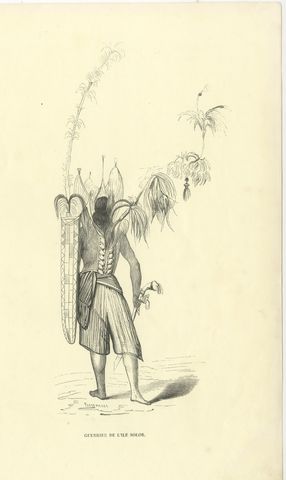 Warrior of the Island of Solor, Antique Wahlen Costume Print, 1843-1844