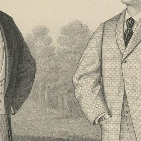 Antique German Print of Men's Fashion, c.1900, close-up 2