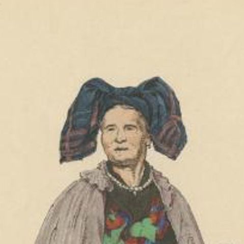Antique Costume Print of a Farmer's Wife from Thuringia, Germany, c.1880, close-up 1