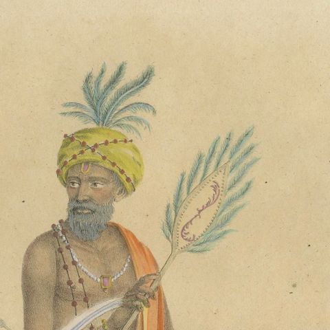 Indian Merchants & Noblemen, Brodtmann Hand-Colored Lithograph, 1816, close-up 6
