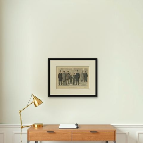 Antique Print of Fashion in February 1896 by Klemm & Weiss, circa 1900, shown framed on a wall