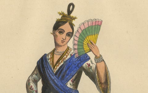 Exquisite 1844 Handcoloured Lithographs of Noble Birmans from Myanmar, close-up 2