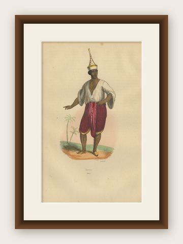 Traditional Siamese Attire: A 19th Century Ethnographic Portrait from Thailand, shown framed