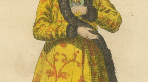 Antique Costume Print of a Princess of Wallachia, Engraving Jefferys, 1749, close-up 2