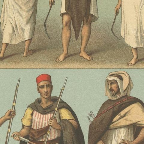 Pl. 88 Antique Print of African Costumes Racinet, 'circa 1880', close-up 2