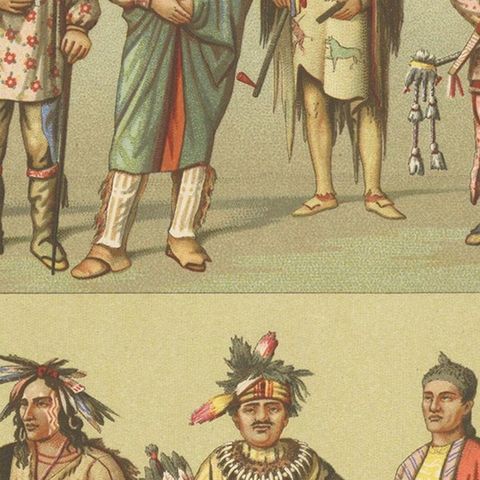 Pl. 103 Antique Print of 'Native' American Costumes Racinet, 'circa 1880', close-up 2
