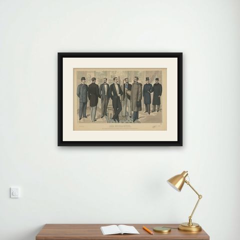Antique Print of Fashion in December 1892 by Klemm & Weiss, circa 1900, shown framed on a wall