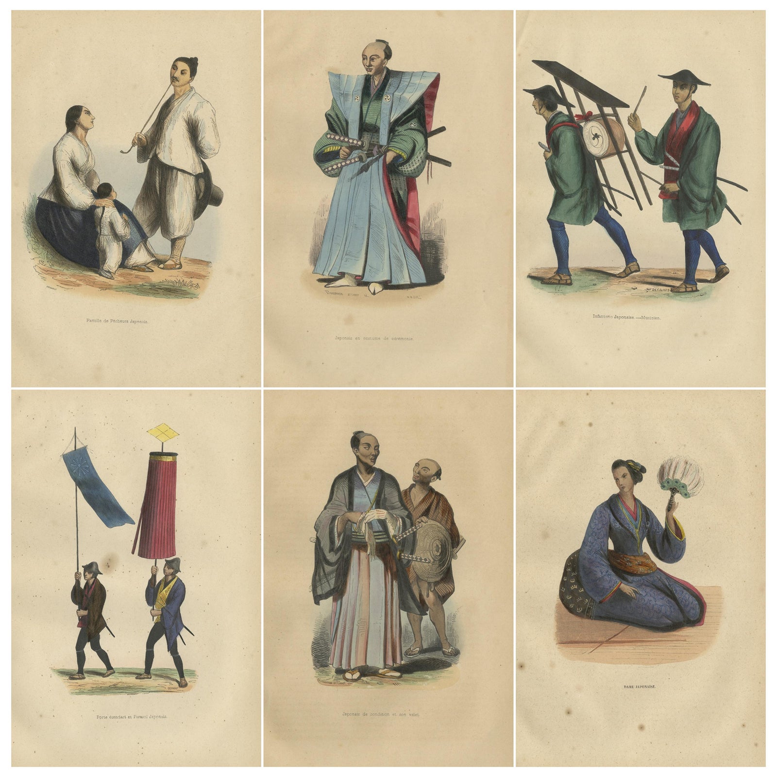 Vibrant Handcolored Depictions of Japanese Costumes from 1844