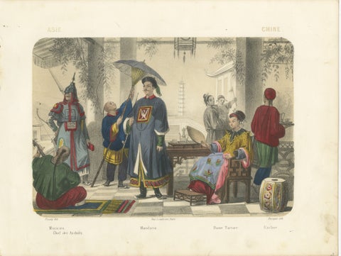 Chinese Costumes, Mandarin, Tartar Lady and Musicians, c.1845, view 2