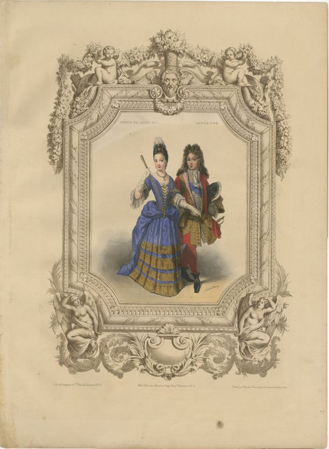 Louis XIV French Court Costume, Royal Couple, 1847