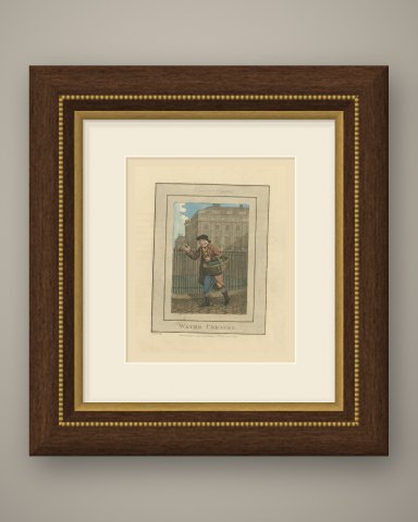 Watercress Seller in Hanover Square, Cries of London, 1804, shown framed