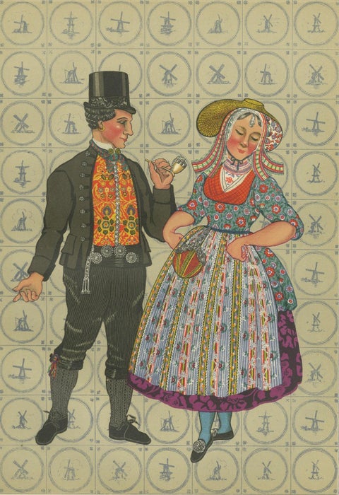 Walcheren Couple in Bright Festival Dress, 1780–1870, with Parisian Elegance, close-up 5