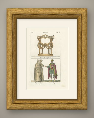 The Throne of Dagobert with Pepin, Bertha and Charlemagne, Lithograph, 1842, shown framed