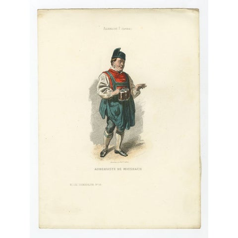 Antique Print of an Innkeeper from Miesbach, Bavariai in Germany, ca. 1850, view 2