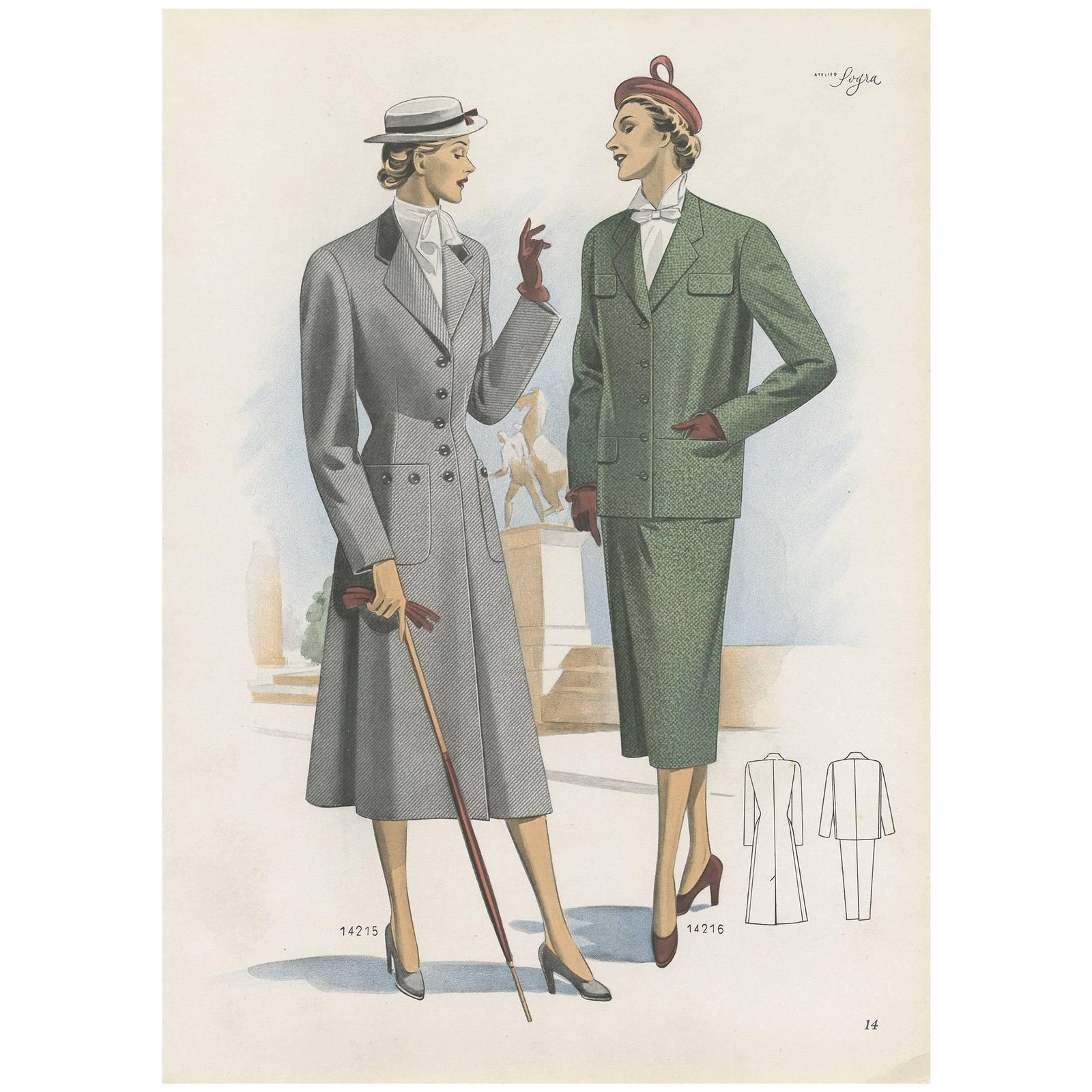 Vintage Fashion Print 'Pl. 14215' Published in Ladies Styles, 1951