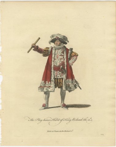 King Richard III Playhouse Habit, Georgian Stage Costume, Jefferys Print, 1757, view 2