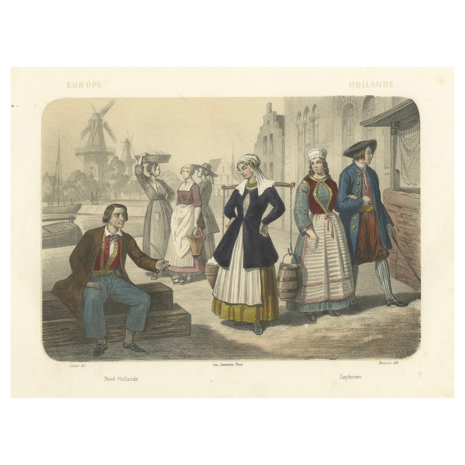 Dutch Regional Costumes, North Holland and Zuyderzee Figures, c.1845