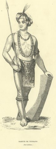 Harfur of Tondano, Antique Wahlen Costume Print, 1843-1844