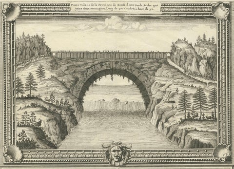 Antique China Costume & Xensi Bridge Engraving, Chatelain, 1719, close-up 2