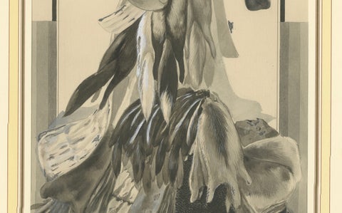 French Art Nouveau Fashion Design of Fur Trimmings and Pelts, c.1910, close-up 4