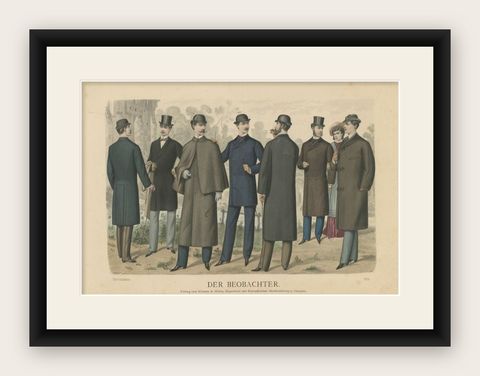 Antique Print of Fashion in September 1882 by Klemm & Weiss, circa 1900, shown framed