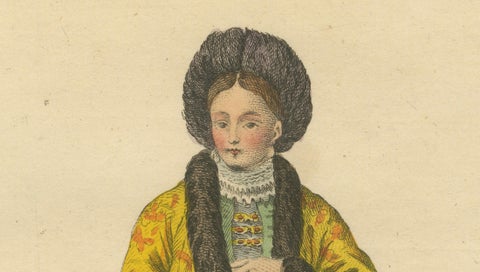 Antique Costume Print of a Princess of Wallachia, Engraving Jefferys, 1749, close-up 4