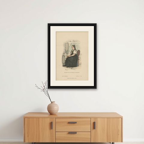 Antique Costume Print of a Slovakin from the Region of Košice, ca 1880, shown framed on a wall