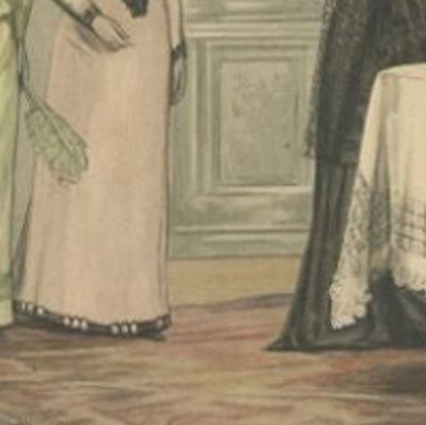 German Antique Fashion Print of Women, Published in, 1892, close-up 1