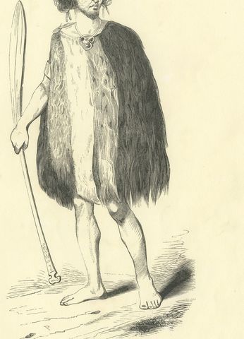 Souraki Warrior, Antique Wahlen Costume Print, 1843-1844, close-up 1