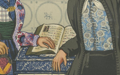 Mourning Dress in Hindeloopen with Delft Stove, 1932 Lithograph, close-up 5