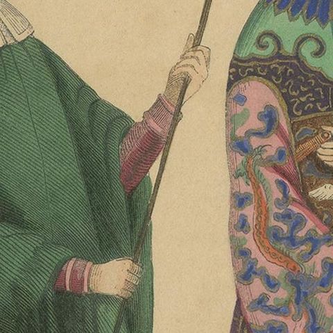Antique Costume Print of a Chinese Lady and Her Maid by Wahlen, ‘1843’, close-up 1