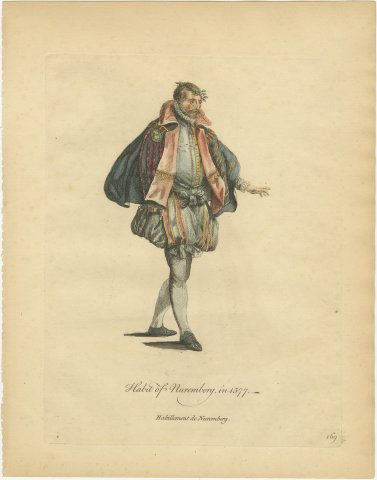 Man of Nuremberg in Striped Cloak and Paned Hose, Costume of 1577, 1757, view 2