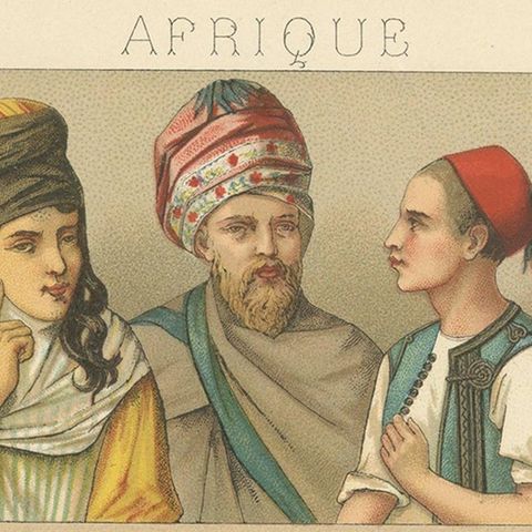 Pl. 82 Antique Print of African Costumes Racinet, 'circa 1880', close-up 1