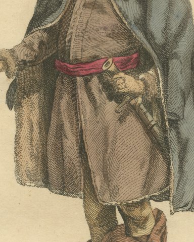 Man of Bohemia in Fur Hat and Fur-Lined Cloak, Costume of 1577, Jefferys 1757, close-up 2