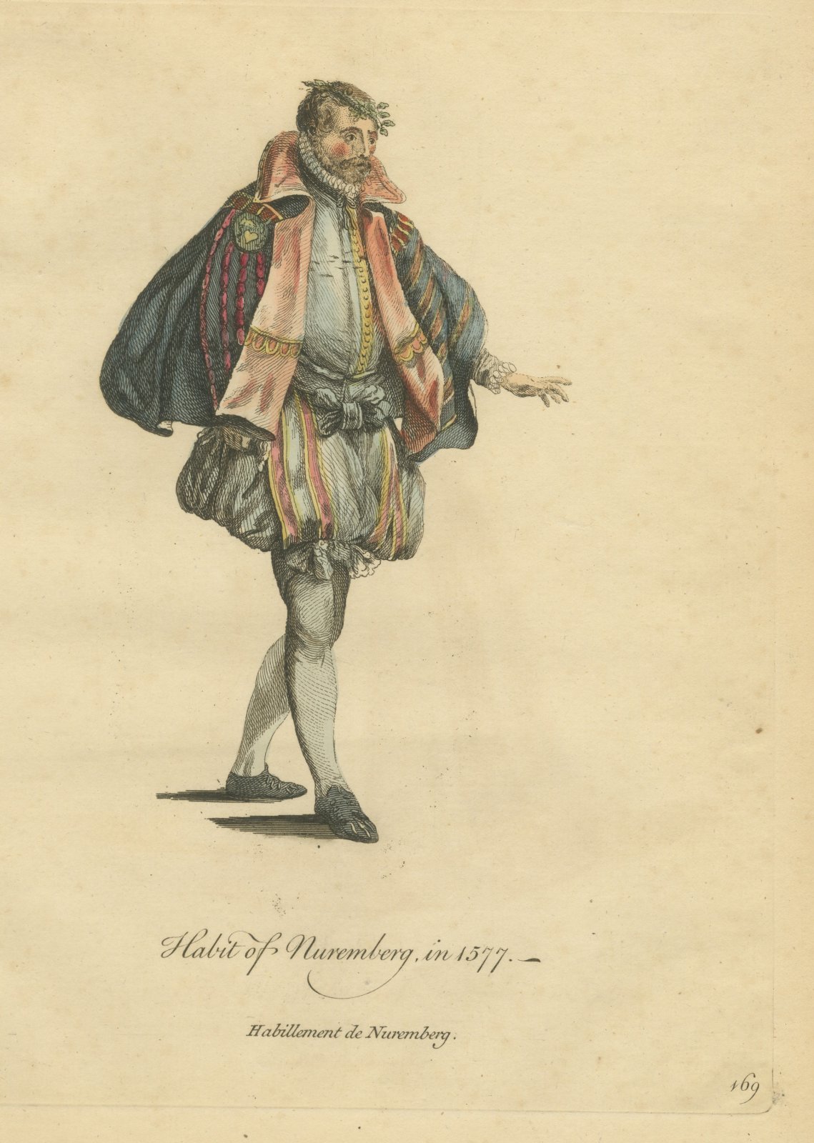 Man of Nuremberg in Striped Cloak and Paned Hose, Costume of 1577, 1757