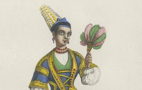 Timbuktu Woman Costume Print, Antique Hand-Colored Lithograph, 1854, close-up 3