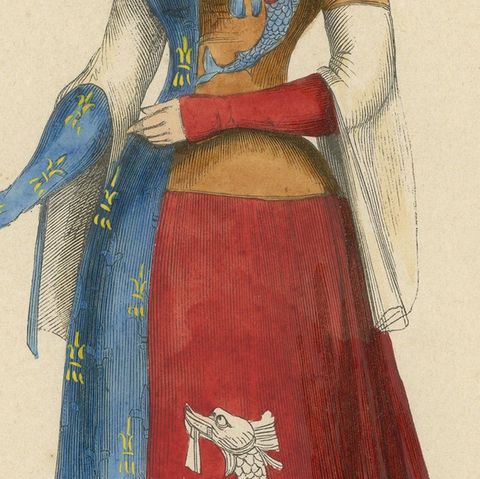 Anne d'Auvergne: Nobility in Heraldic Robes, Hand-colored in 1847, close-up 6