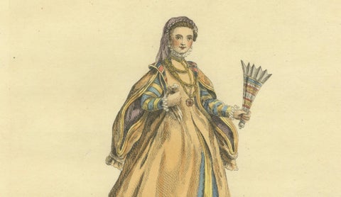 Grand Tour Italian Costume Prints, Naples & Ischia Ladies, Set of 2, 1749, close-up 1