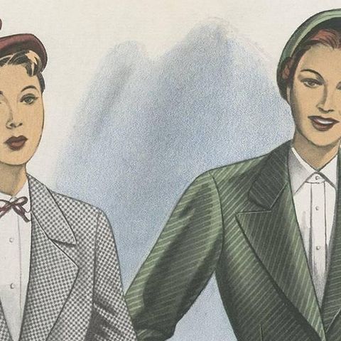 Vintage Fashion Print 'Pl. 14211' Published in Ladies Styles, 1951, close-up 1