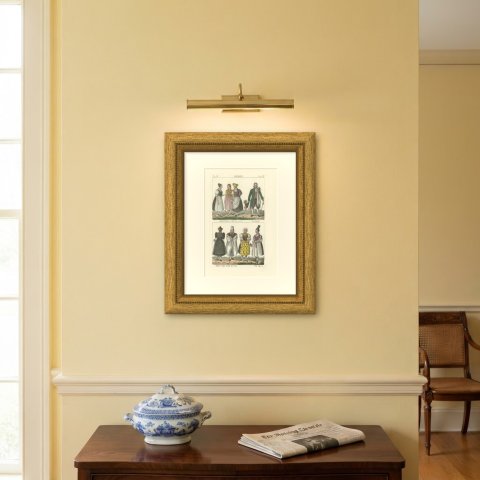 Wendish Women in House and Festival Dress with a Paranymph and a Bride, 1842, shown framed on a wall