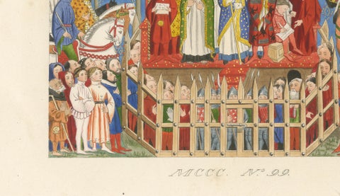 Medieval Coronation Ceremony, Hand-Colored Costume Plate by Paul Mercuri, 1845, close-up 3