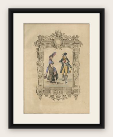 French Directoire Period Costume Lithograph, 1794, Published 1847, shown framed