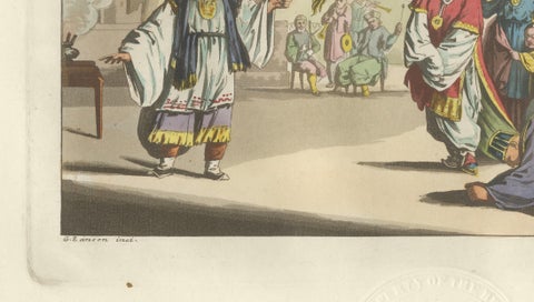 Chinese Peking Opera Scene, Ferrario Costume Print, Hand-Colored c.1815, close-up 5