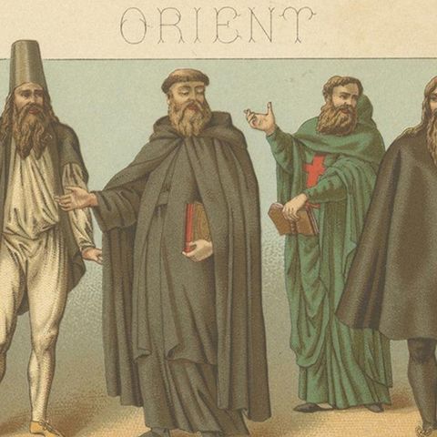 Pl. 66 Antique Print of Eastern Costumes by Racinet, 'circa 1880', close-up 1